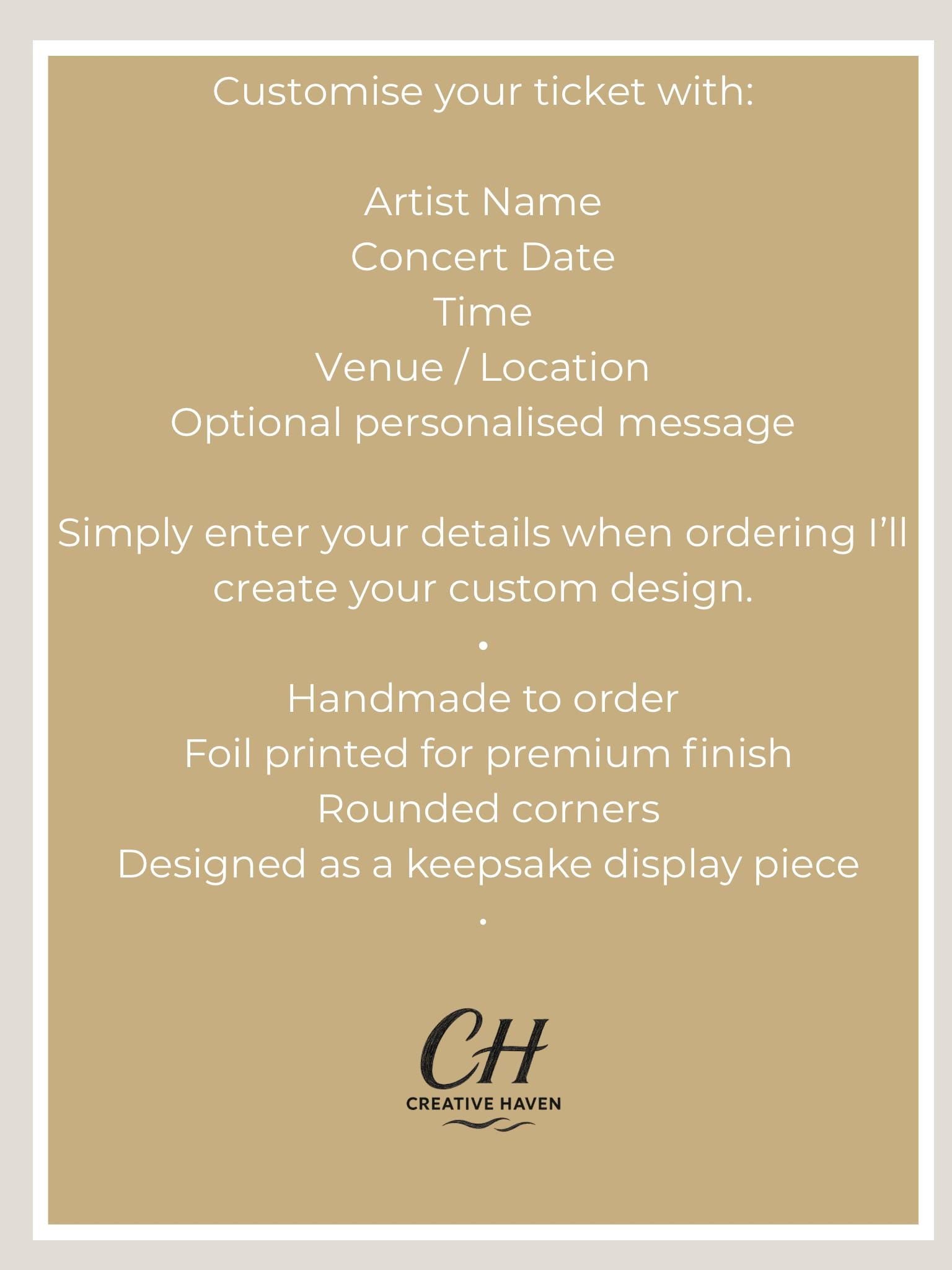 Personalised Concert Ticket
