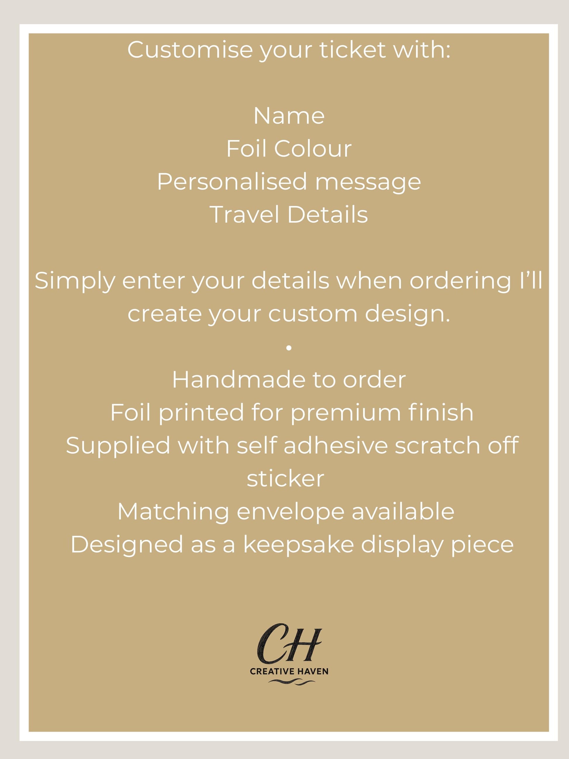Luxury Cruise Ticket Scratch Reveal | Personalised Holiday Gift Voucher | Surprise Cruise Reveal | Foil Boarding Pass | Travel Gift Keepsake