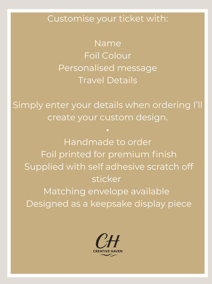 Luxury Cruise Ticket Scratch Reveal | Personalised Holiday Gift Voucher | Surprise Cruise Reveal | Foil Boarding Pass | Travel Gift Keepsake