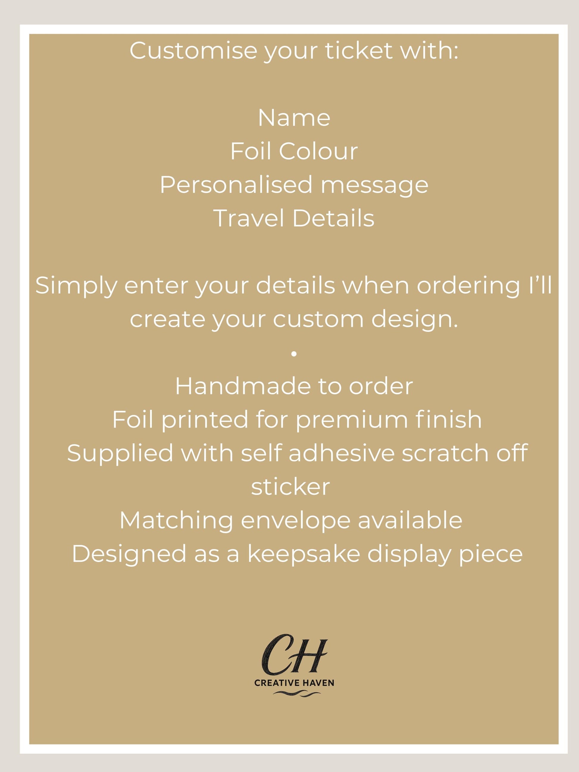Luxury Flight Ticket Scratch Reveal | Personalised Holiday Gift Voucher | Surprise Flight Reveal | Foil Boarding Pass | Travel Gift Keepsake