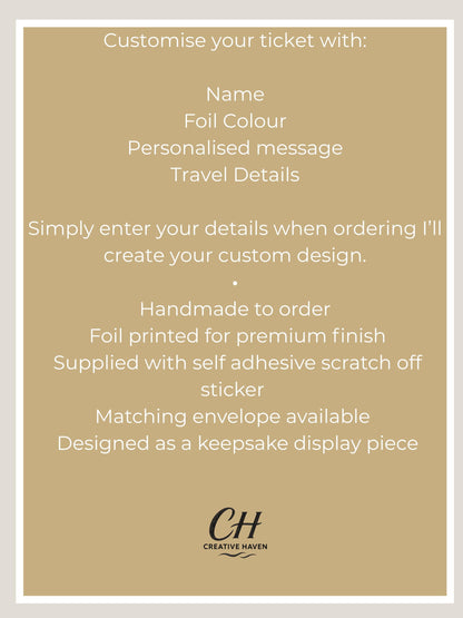 Luxury Flight Ticket Scratch Reveal | Personalised Holiday Gift Voucher | Surprise Flight Reveal | Foil Boarding Pass | Travel Gift Keepsake