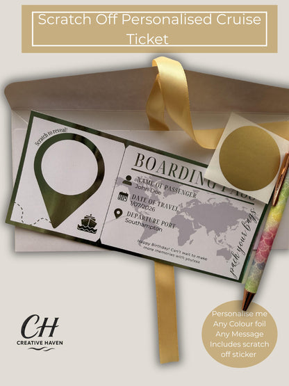 Luxury Cruise Ticket Scratch Reveal | Personalised Holiday Gift Voucher | Surprise Cruise Reveal | Foil Boarding Pass | Travel Gift Keepsake