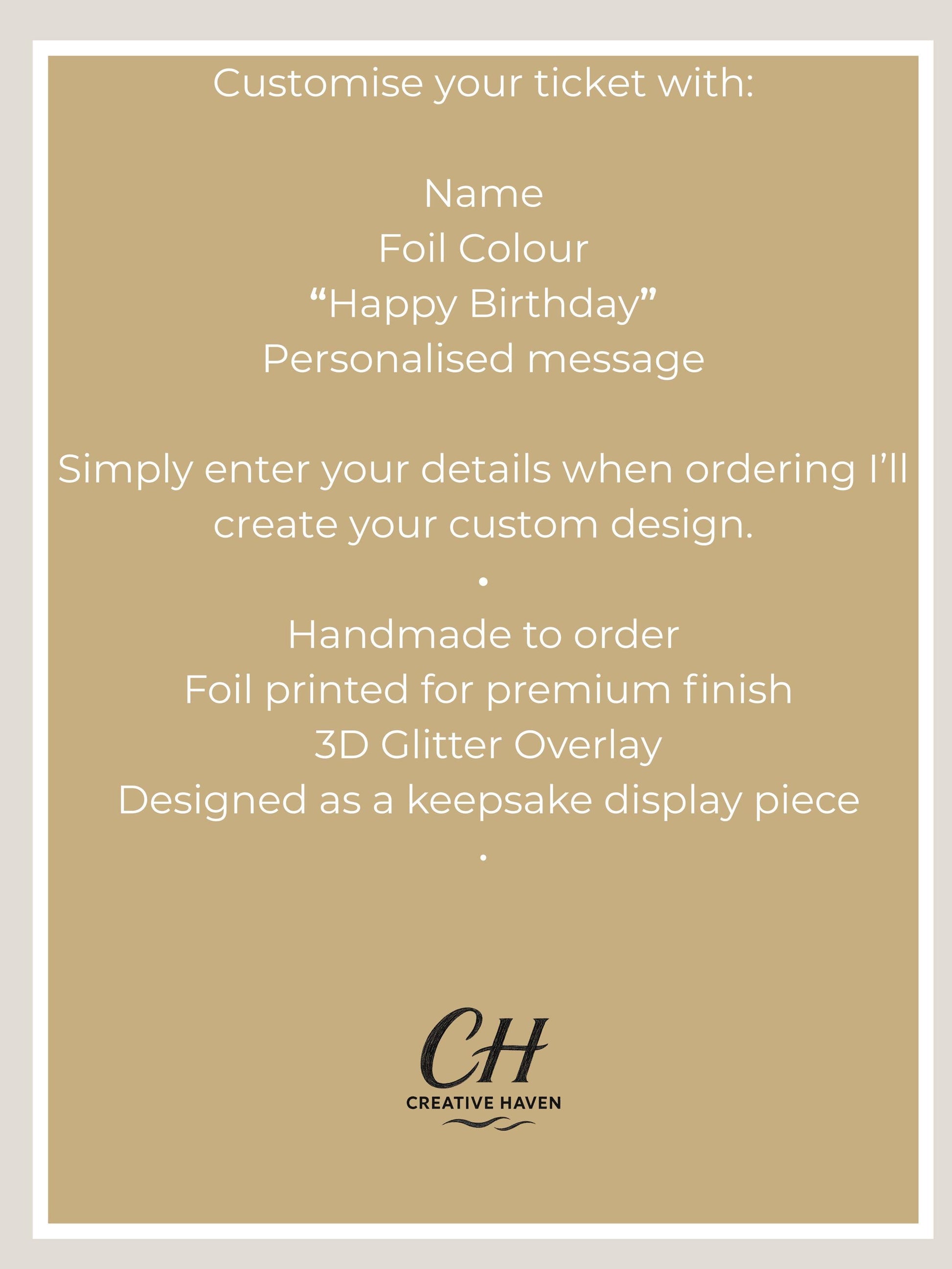 Personalised Racing Experience Ticket | Custom Birthday Gift Voucher | Foil Printed Keepsake Ticket | Go Kart Gift | Unique Gift Idea