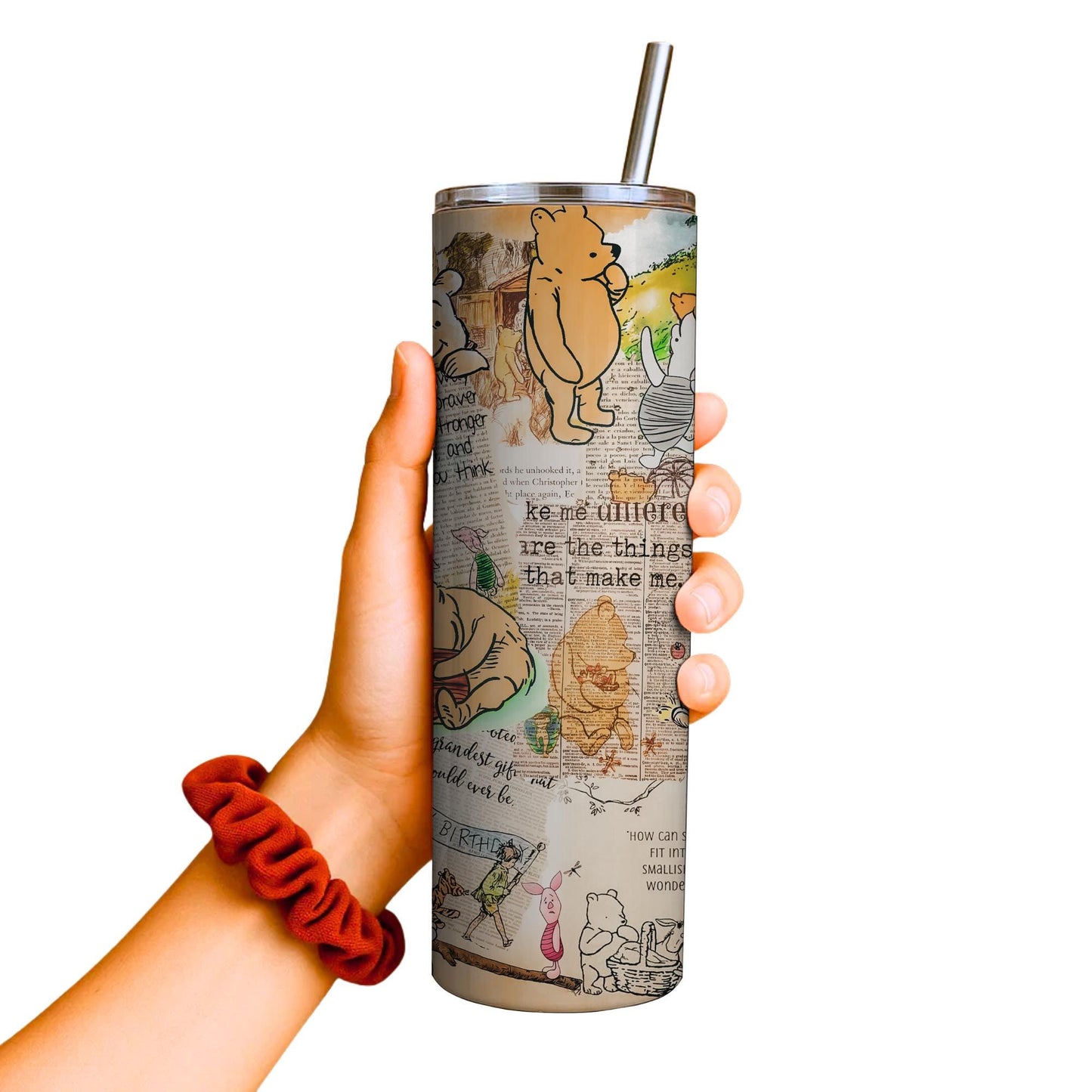 Classic Winnie The Pooh Tumbler 20oz | Pooh Bear Gift Cup | Cute Nostalgic Gift Idea | With Lid & Straw