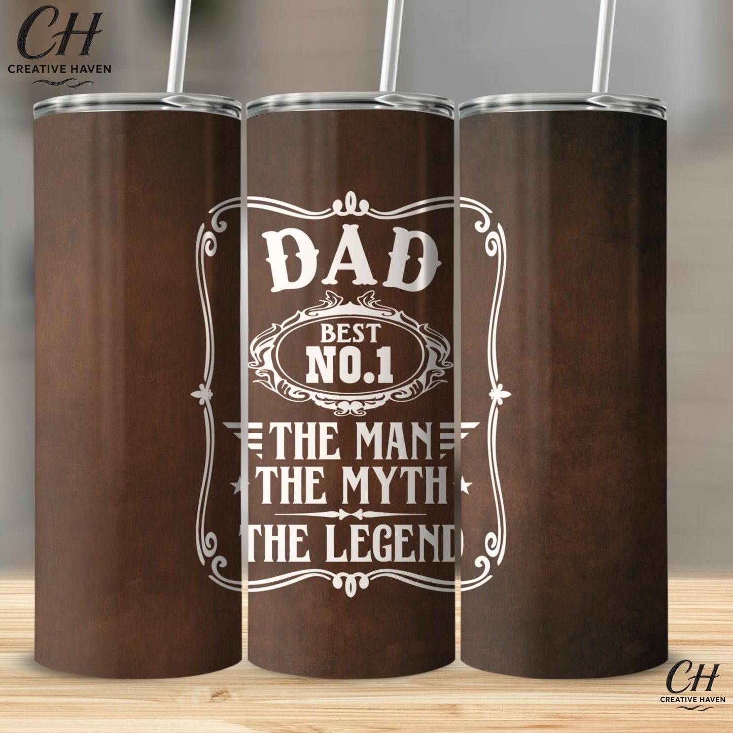 Personalised Father's Day Tumbler | Dad Gift Cup Water Bottle with Straw (20oz)