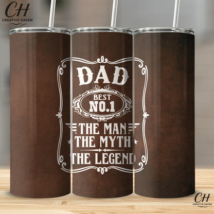 Personalised Father's Day Tumbler | Dad Gift Cup Water Bottle with Straw (20oz)