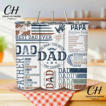 Personalised Father's Day Tumbler | Dad Gift Cup Water Bottle with Straw (20oz)