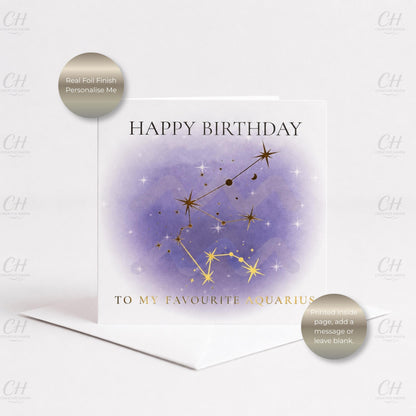 Star Sign Birthday Card - Favourite Zodiac Constellations