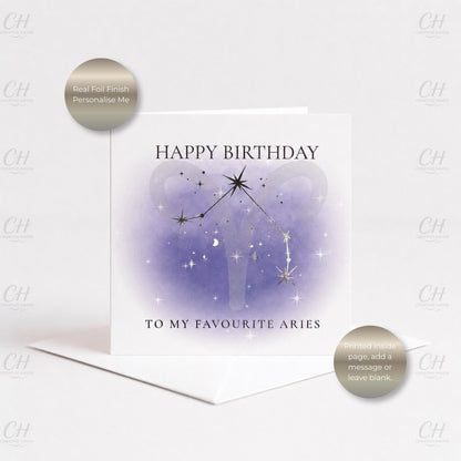 Star Sign Birthday Card - Favourite Zodiac Constellations