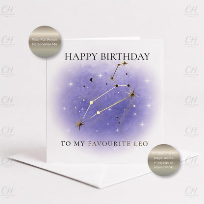 Star Sign Birthday Card - Favourite Zodiac Constellations