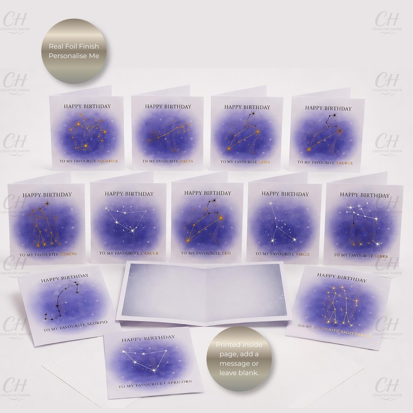 Star Sign Birthday Card - Favourite Zodiac Constellations