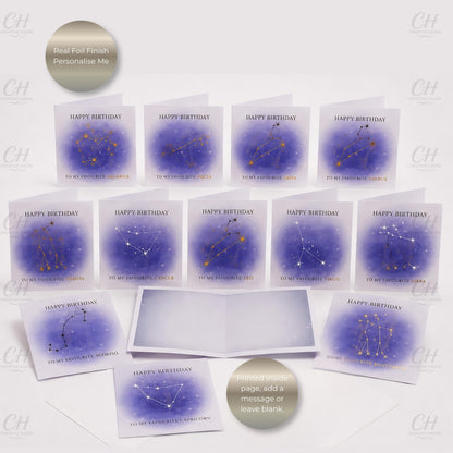 Star Sign Birthday Card - Favourite Zodiac Constellations