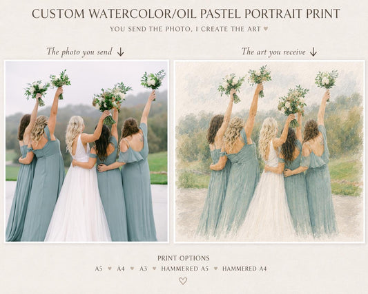 Custom Watercolour Portrait Print - Various Finishes & Sizes