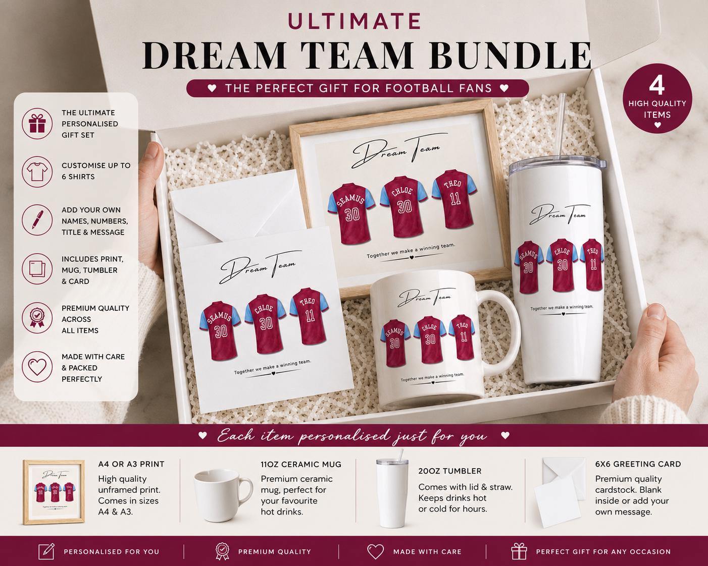 Ultimate Dream Team Personalised Football Shirt Bundle