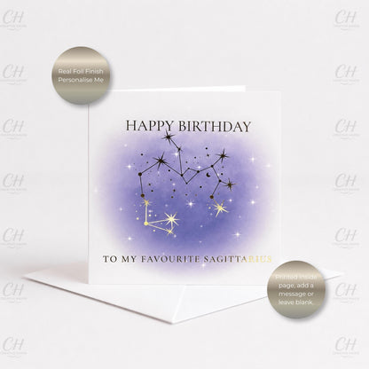 Star Sign Birthday Card - Favourite Zodiac Constellations