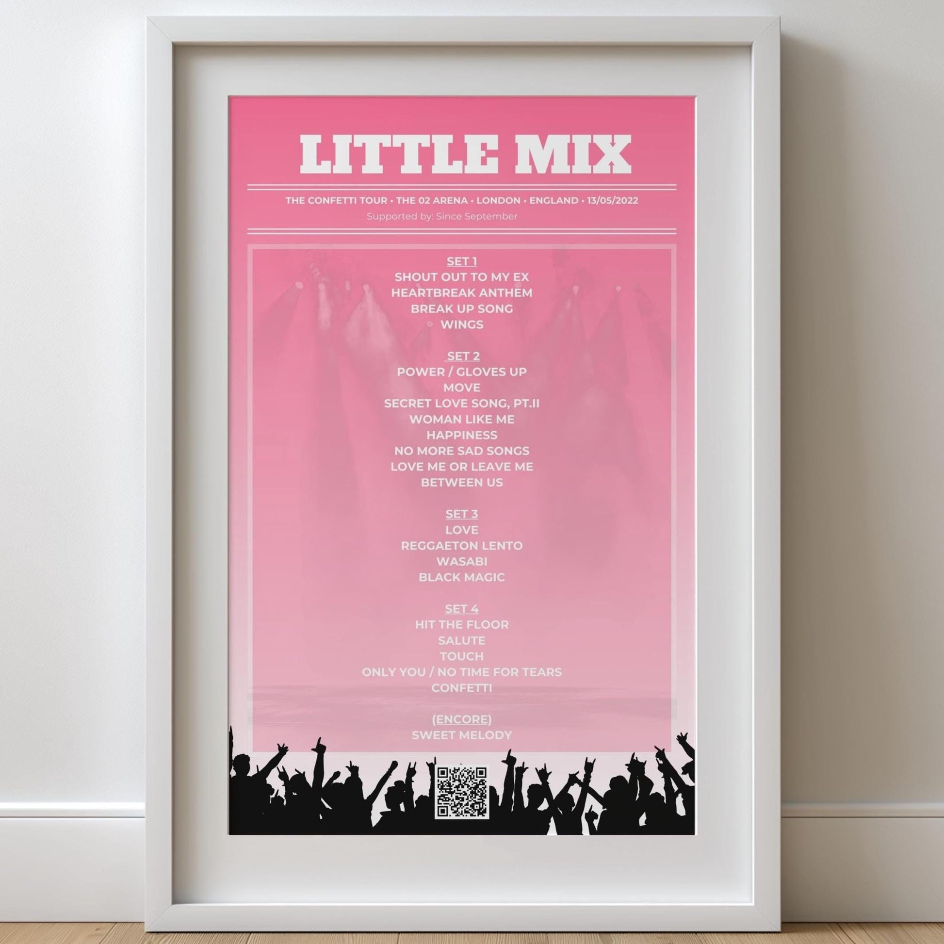 Personalised Concert Setlist Print | Custom Gig Poster | Music Gift | QR Code Song Playlist | A4 A3 Matte or Gloss | Any Event Wall Art