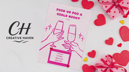 Girls Night Party Invitations, Personalised Invites